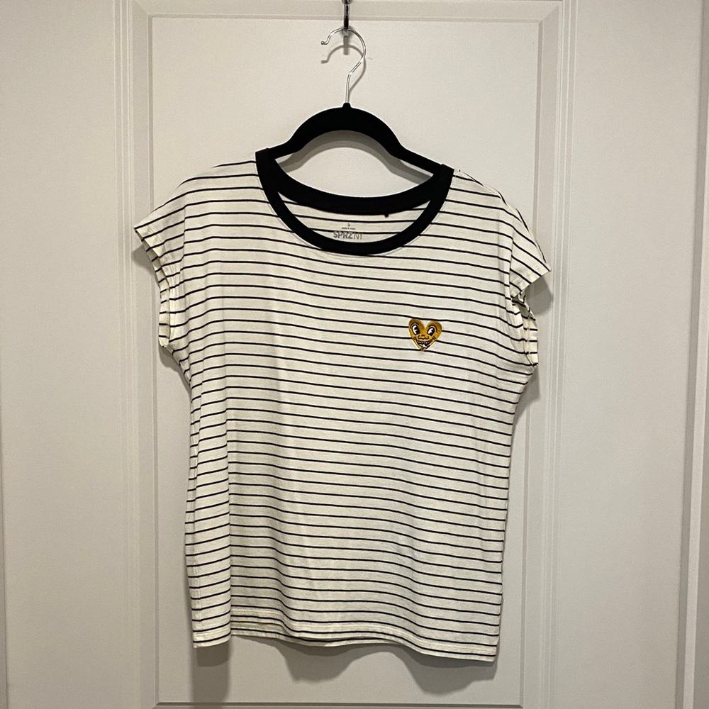 Uniqlo Black and White Striped Tee Keith Harring